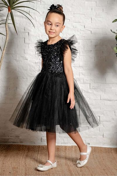 Mnk Baby&Kids Black Tulle Girl's Dress - Kpl Mnk0526