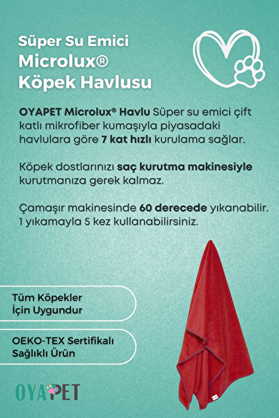 oyapet Microlux® Köpek Havlusu 60x90 Cm Kurulama Için Mikrofiber Küçük Ve Orta Irk Süper Su Emici Havlu