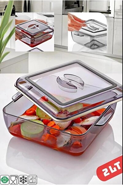 Marsilyan Kare 2 Lt Acrylic Storage Container with Silicone Gasket and Glass ...