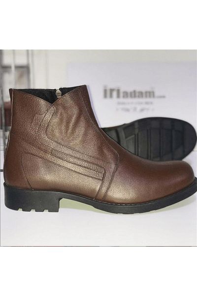 İriadam F890 حذاء رجالي من الجلد البني عالي الجودة مقاس كبير