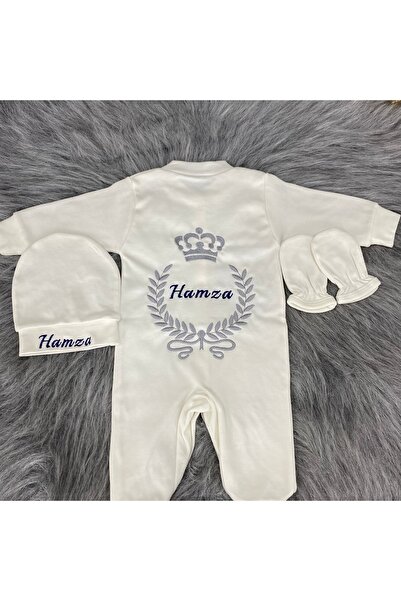 forbebis طقم قفازات وقبعة مكونة من 3 قطع من Baby Pattern مطرزة