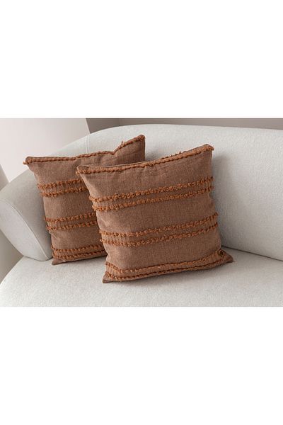 BUGİ HOME COLLECTİON Калъфка за възглавница от лен с шарка "Лей" - 43x43 см, Декоративна възглавница с двойна бродерия