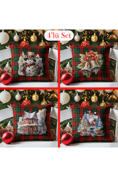 Ziu Home Yılbaşı,Yeniyıl,Christmas Desenli Kırlent Kılıfı SET-1