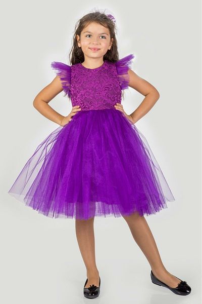 Mnk Baby&Kids Rochie de Seara Fata Tutu Dantela Roza MNK0546 MOV