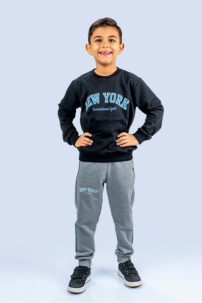 Mnk Baby&Kids Σετ φόρμας εμπριμέ Navy Blue New York - Mnkdm1001-ny