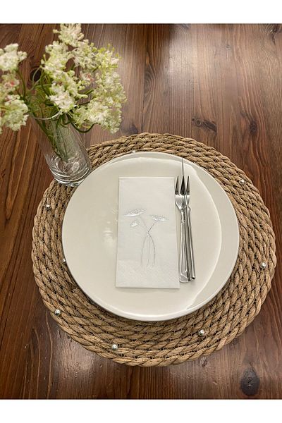 kidspartim Silver Gilded White Carrot Flower Napkin 16 Pieces
