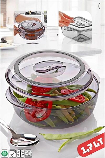 Marsilyan وعاء تخزين دائري سعة 1.7 لتر مع غطاء من الزجاج الميكا مع حشوة سيليك...