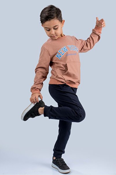 Mnk Baby&Kids Newyork Baskılı Eşofman Takım MNKDM1001-NY KAHVERENGİ