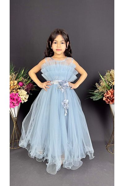 Mnk Baby&Kids Rochie de seară pentru ocazii speciale, în straturi, albastră - fetiță Mnk0475