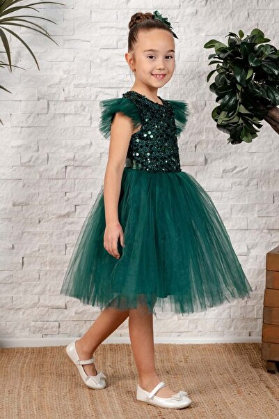 Mnk Baby&Kids Tüllü Kız Çocuk Kpl Elbise Mnk0526 Yeşil