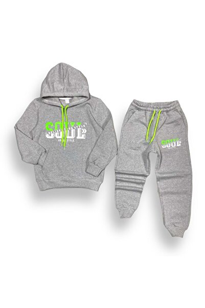 Mnk Baby&Kids Neon Baskılı Şardonlu İkiiplik Eşofman Takım MNK0458 GRİ