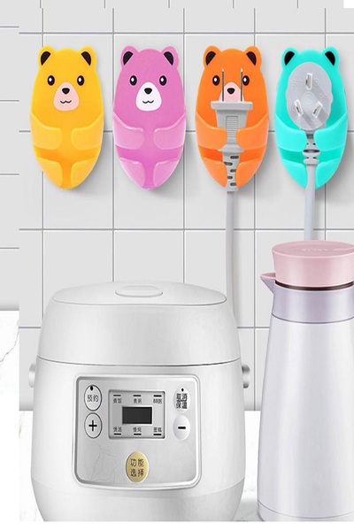 Genel Markalar 4Lü  Renkli Sevimli Kucaklayan Ayıcık Fiş Kablo Tutucu Düzenle...