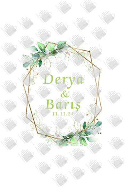 AMBALAJDÜNYAM 50 Adet Kişiye Özel İsim Baskılı Nikah Düğün Figürlü Hediyelik Kağıt Çanta / Poşet (18*8*24)