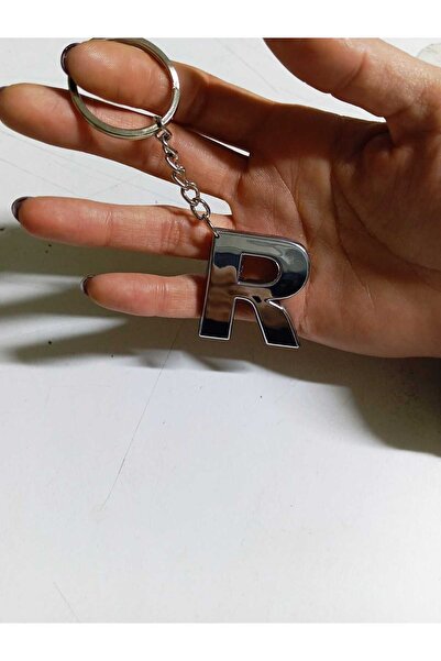 Albayrak R-Letter Plastic Chrome Plated Plastic Bag Ornament Keychain for Bureau Home Office Gift
