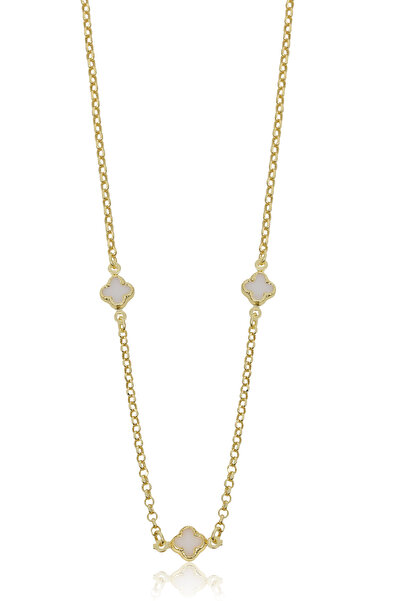 Altınkesesi 14 Ayar Altın Beyaz Üç Yoncalı Kolye