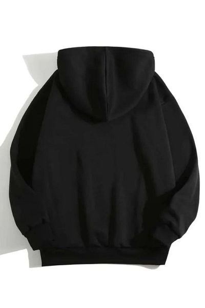 ALCİNOUS Unisex Μαύρη κάθετη στάμπα λεπτή εποχιακή ζακέτα με κουκούλα