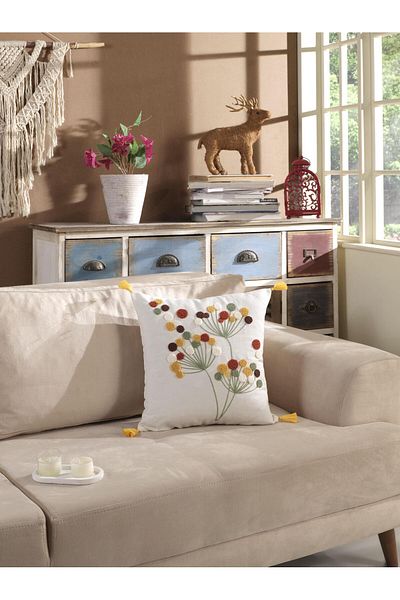 Kardelen Husă de pernă decorativă brodata cu design special Sunshine