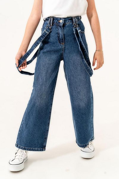 GİYİCEM Girl's Strap Detailed Jeans
