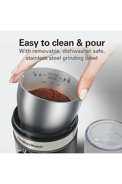 Hamilton Beach مطحنة قهوة Custom Grind™ لطحن الحبوب/التوابل، 5 إعدادات للحجم - خشن إلى ناعم، لطحن من 4 إلى 14 كوبًا من القهوة