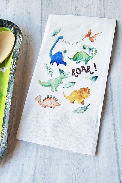 PEKSHOP 20-Piece Dinosaur Printed Napkin - Birthday Concept