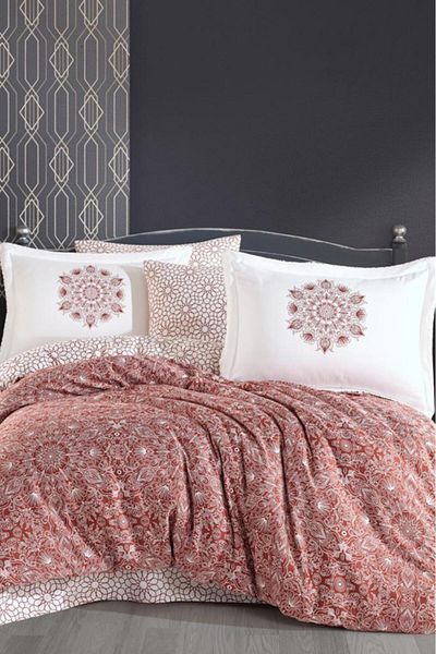 Hobby Marcella Cotton Satin Double Duvet Cover Set Bronze