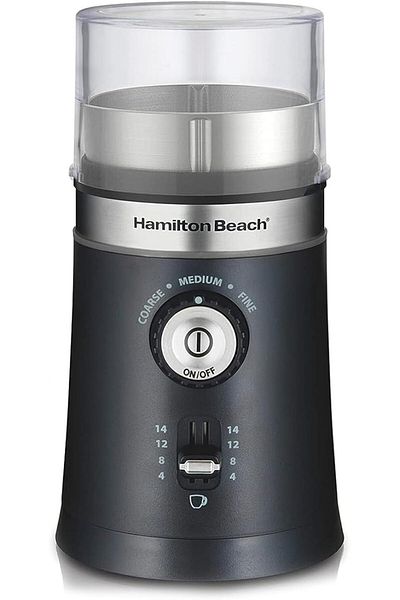 Hamilton Beach مطحنة قهوة Custom Grind™ لطحن الحبوب/التوابل، 5 إعدادات للحجم - خشن إلى ناعم، لطحن من 4 إلى 14 كوبًا من القهوة