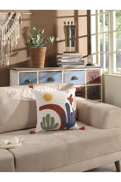 Kardelen Husă de pernă decorativă brodata cu design special Sunshine