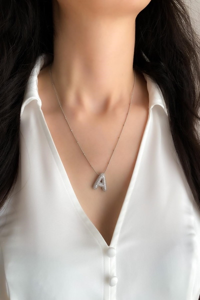 DEMOKAN قلادة نسائية من الفولاذ بحجر الزركون على شكل بالون