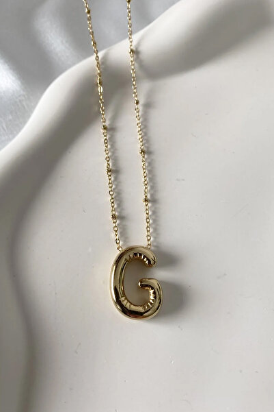 Fubena Altın Renk Bubble Harf Çelik Kolye