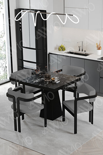 AVVİO Bendis Bohem Ayak Tokyo Demonte Sandalye 80x80 Yemek Masası Mutfak Masa...