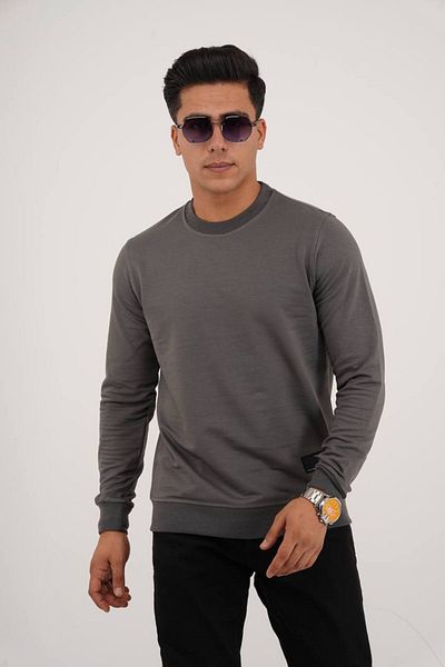 Est Estola Men's Crew Neck Black Navy Relaxed Sweatshirt - 2 Thread, 3 Piece Set