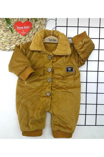Murat Baby Brown Velvet Baby Jumpsuit
