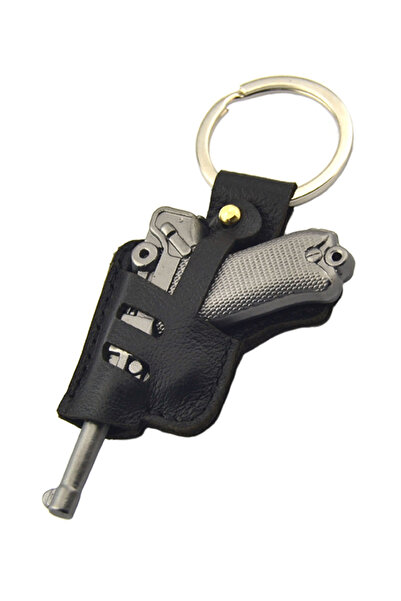 anahtarlıksepeti Tabanca Silah Anahtarlık LGR-P8 - Mat Siyah - Siyah Kılıflı