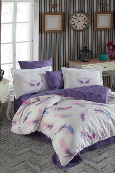 Hobby Paradise Purple Cotton Satin Double Duvet Cover Set