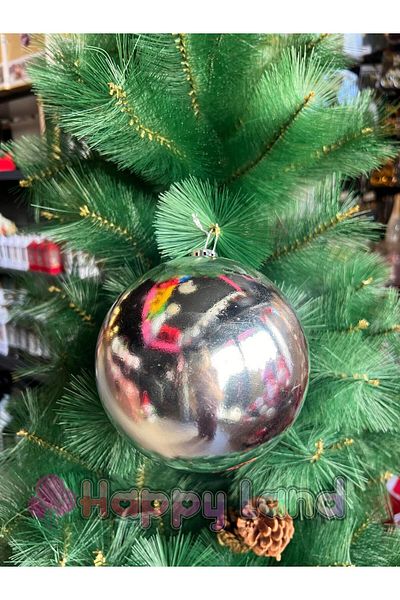 Happyland Christmas Tree Ornament Large Size 12 cm Christmas Ball Silver Color Bright 1 Piece Christmas Ball