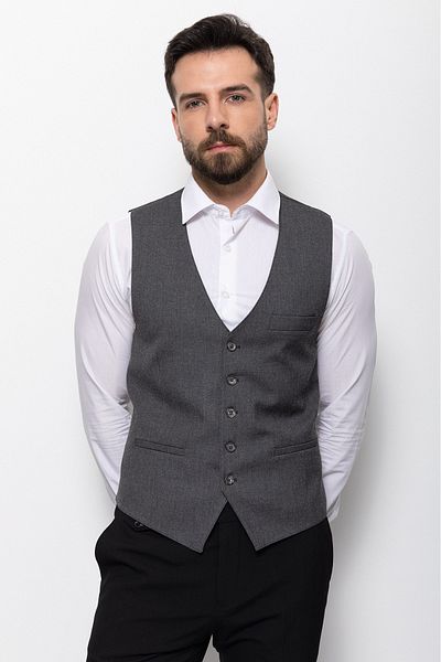 Mcr Plain Anthracite Color Slim Fit Classic Men's Vest
