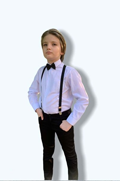 Mnk Set pentru băieți cu papion - ALB cu papion cadou