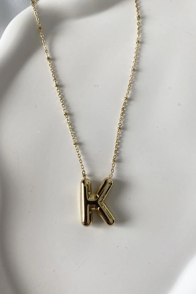 Fubena Altın Renk Bubble K Harf Çelik Kolye