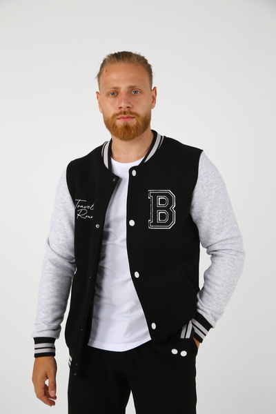 DAKSEL Чоловіча куртка BRG чорно-меланжевого кольору для коледжу регулярного крою