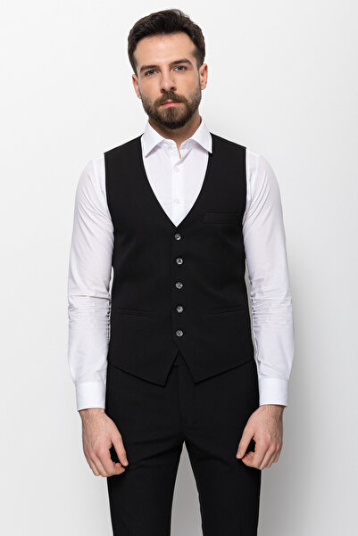 Mcr Plain Slim Fit Classic Men's Vest Black - 40918.22Y