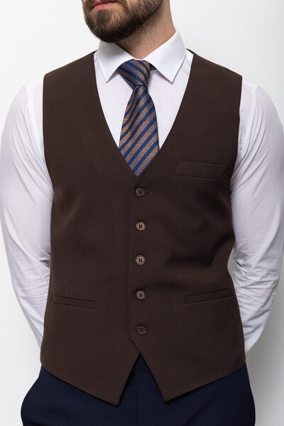Mcr Plain Brown Slim Fit Classic Men's Vest