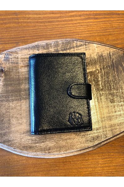 Şener collection Genuine Leather Soft Textured Small Size Men's Wallet with Transparent Card Holder