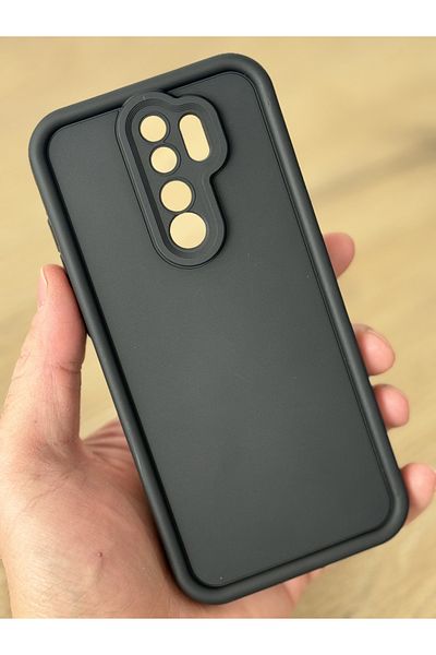 Fibaks حافظة هاتف Xiaomi Redmi Note 8 Pro مع حماية للكاميرا، غطاء سيليكون أسود ناعم الملمس ممتص للصدمات