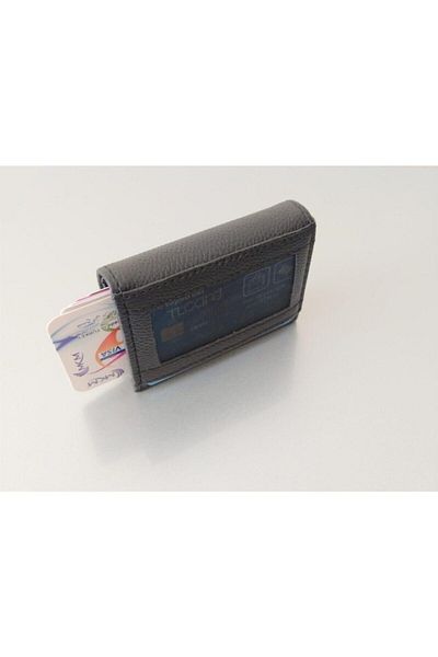 Şener collection Mkm Black Color Magnetic Men's Wallet with Button Card Holder Feature