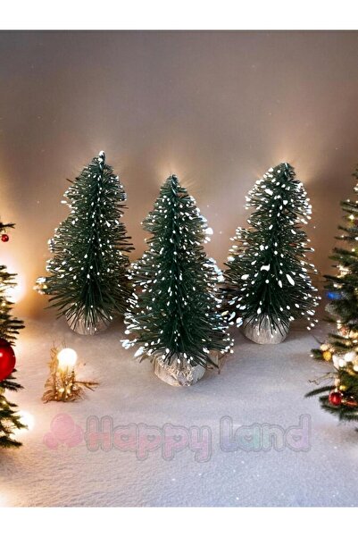Happyland Mini Tabletop Christmas Tree 3 Pieces 5 cm Miniature Snowy Model Ch...