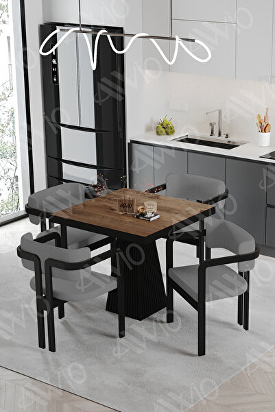 AVVİO Bendis Bohem Ayak Tokyo Demonte Sandalye 80x80 Yemek Masası Mutfak Masa...