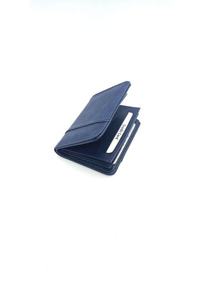 Şener collection Men's Nubuck Navy Blue Wallet 15 Compartments