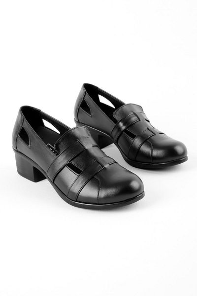 Lal Shoes & Bags Pantofi cu toc pentru femei Anteres, din piele naturală, cu bandă dublă, cu detaliu, negru