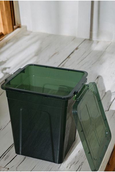 biedda 15 Liter Green Plastic Vertical Deep Storage and Organizing Container with Lock Lid