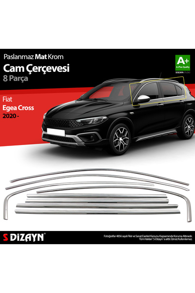S Dizayn S-Dizayn Fiat Egea Cross Krom Cam Çerçevesi 8 Prç. 2020 Üzeri (Mat K...